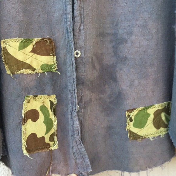 Upcycled sanctuary camouflage camo frayed post Apocalyptic scavenger jacket - Picture 16 of 16